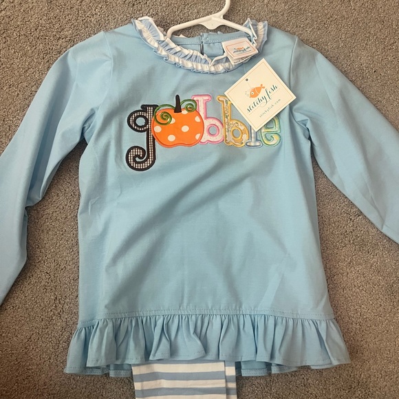 Blue Kids Matching Set with Ruffle Trim - Picture 2 of 3